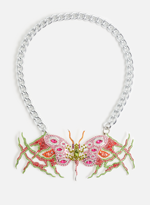 Frog Butterfly necklace with rhinestones MulticolorCOLLINA STRADA 