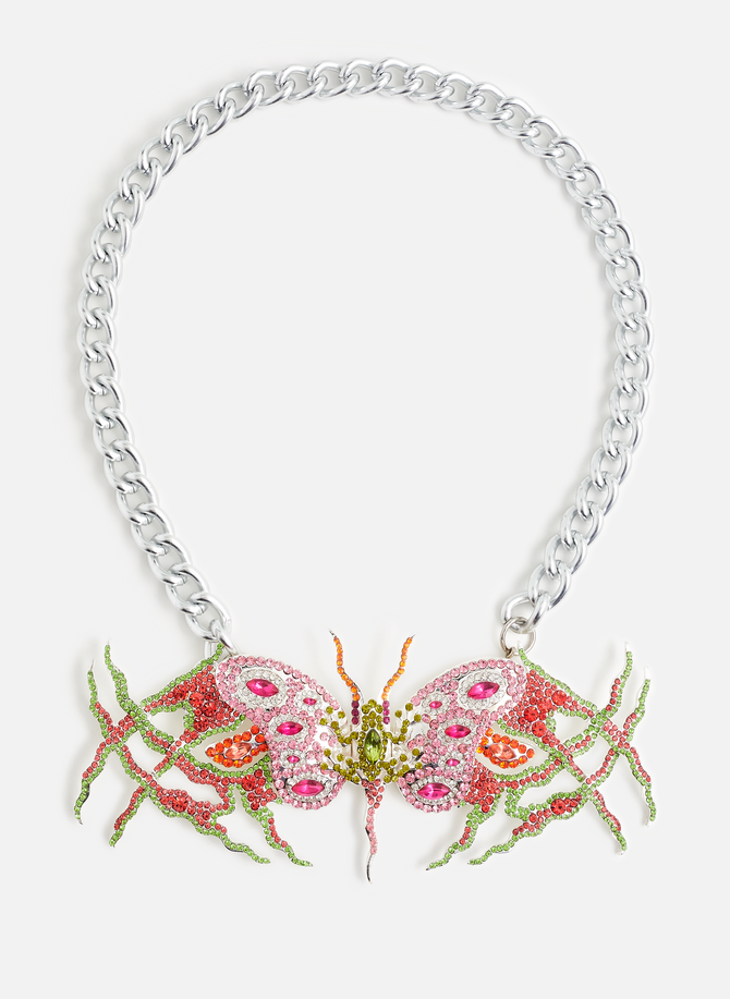 Frosch-Schmetterlings-Halskette mit Strasssteinen COLLINA STRADA