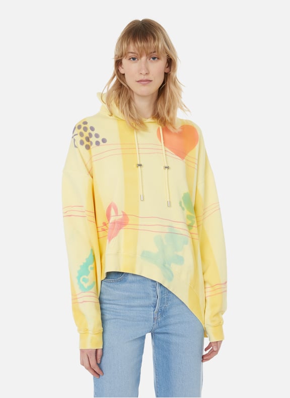Hoodie asymétrique en coton mélangé Multicolore by COLLINA STRADA COLLINA STRADA Hoodie asymétrique en coton mélangé Multicolore