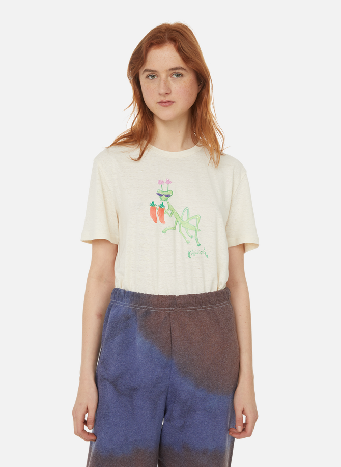COLLINA STRADA bedrucktes T-Shirt aus Baumwolle und Hanf
