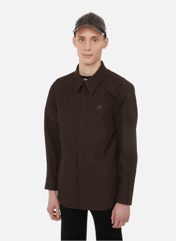 Chemise droite en polyester recyclé Marron by COURRÈGES COURRÈGES Chemise droite en polyester recyclé Marron