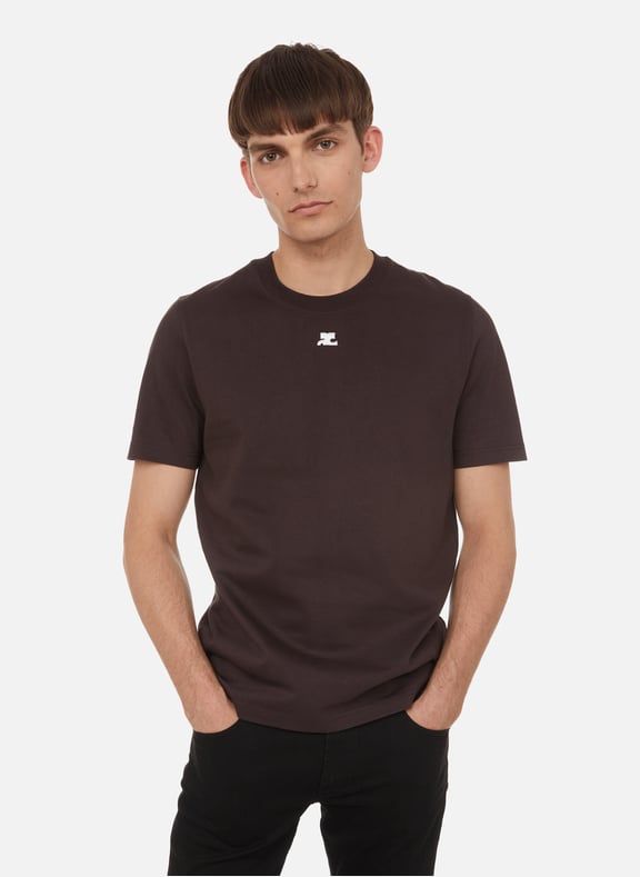 T-shirt à logo en coton Marron by COURREGES COURREGES T-shirt à logo en coton Marron