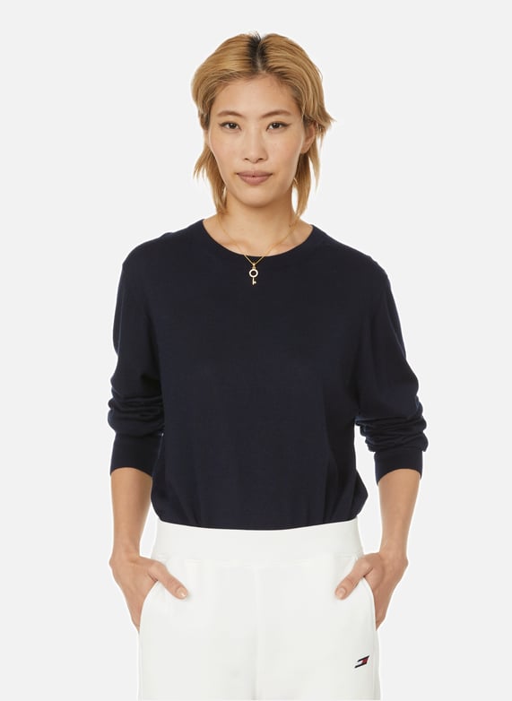 Pull fin en cachemire Bleu