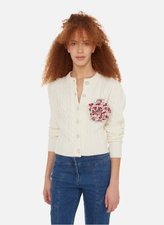 Cardigan Valeria en laine et alpaga mélangés Blanc by CUSTOMMADE CUSTOMMADE Cardigan Valeria en laine et alpaga mélangés Blanc