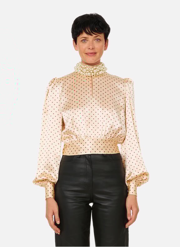 Top en satin Deona Beige by CUSTOMMADE CUSTOMMADE Top en satin Deona Beige