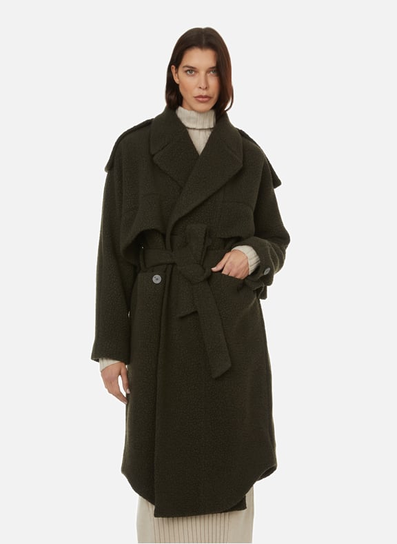 Manteau en laine mélangée Vert by DAWEI DAWEI Manteau en laine mélangée Vert