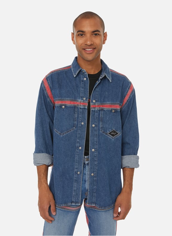 Chemise en jean bi-matière Bleu by DIESEL DIESEL Chemise en jean bi-matière Bleu