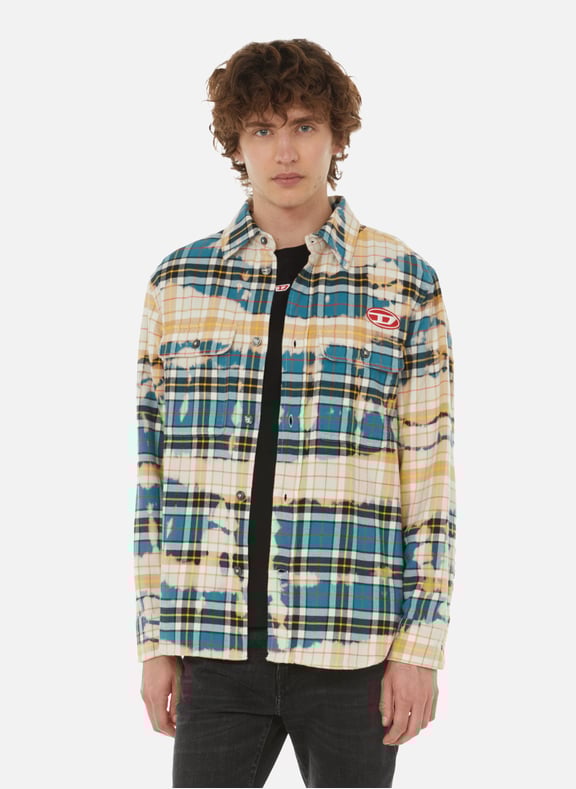Surchemise à carreaux en flanelle de coton Beige by DIESEL DIESEL Surchemise à carreaux en flanelle de coton Beige