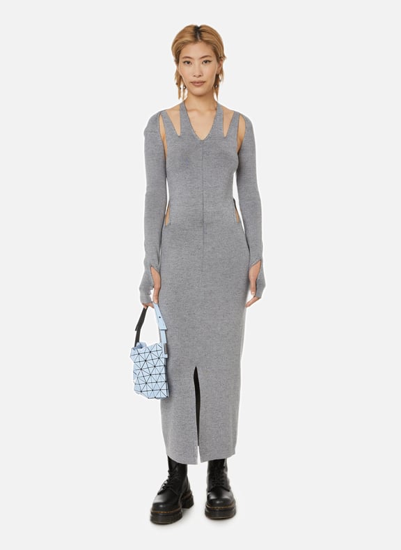 Robe côtelée en laine mérinos mélangée Gris by DION LEE DION LEE Robe côtelée en laine mérinos mélangée Gris