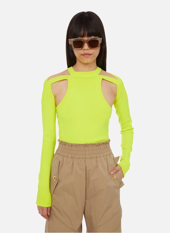 Top à découpes en maille Jaune by DION LEE DION LEE Top à découpes en maille Jaune