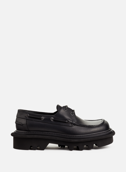 Boat shoes with notched soles BlackDRIES VAN NOTEN 