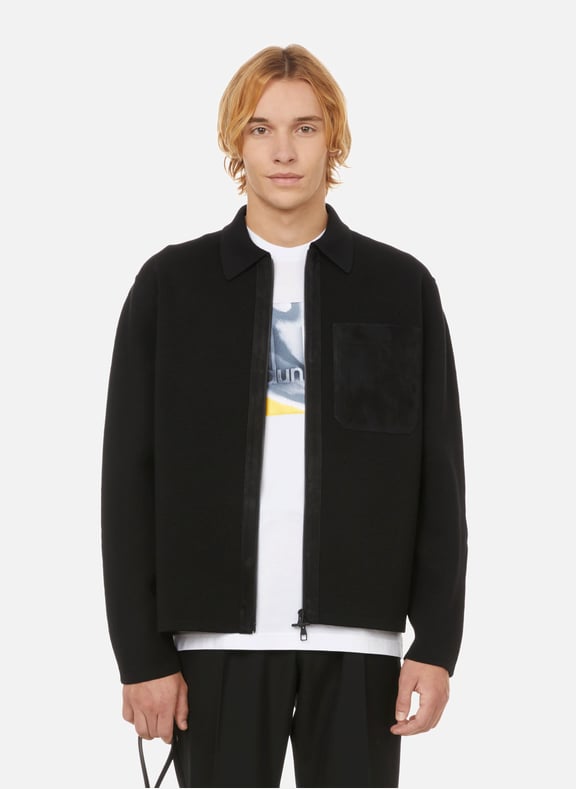 Pull zippé en laine mérinos Noir by DUNHILL DUNHILL Pull zippé en laine mérinos Noir