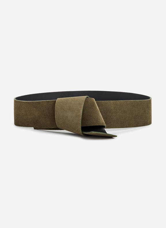 Ceinture La Nouée 60 en cuir Kaki by ENTOURE ENTOURE Ceinture La Nouée 60 en cuir Kaki