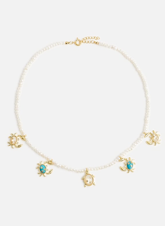 Collier Crabe en perles Blanc by ESHVI ESHVI Collier Crabe en perles Blanc