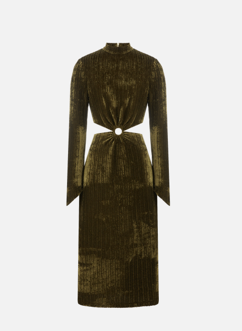 فستان مارغريت من القماش المضلع باللون الأخضرFÊTE IMPERIAL 