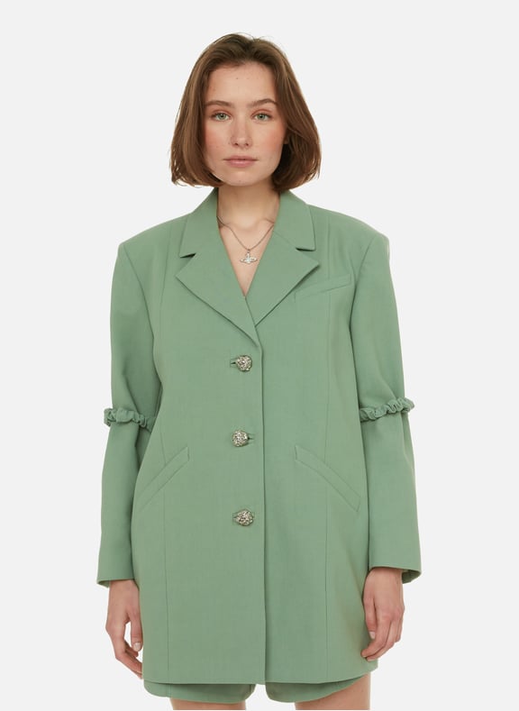 Blazer oversize en coton Vert by GANNI GANNI Blazer oversize en coton Vert
