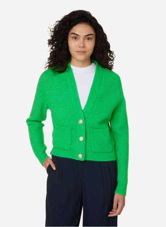 Cardigan avec boutons brillants Vert by GANNI GANNI Cardigan avec boutons brillants Vert