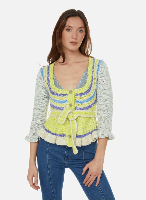 Cardigan en crochet Blanc by GANNI GANNI Cardigan en crochet Blanc