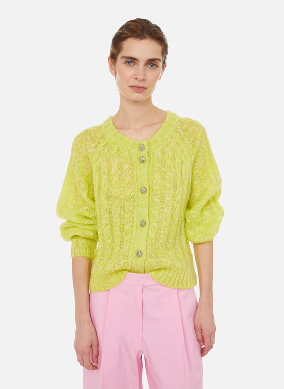 Cardigan en laine et mohair Blanc by GANNI GANNI Cardigan en laine et mohair Blanc
