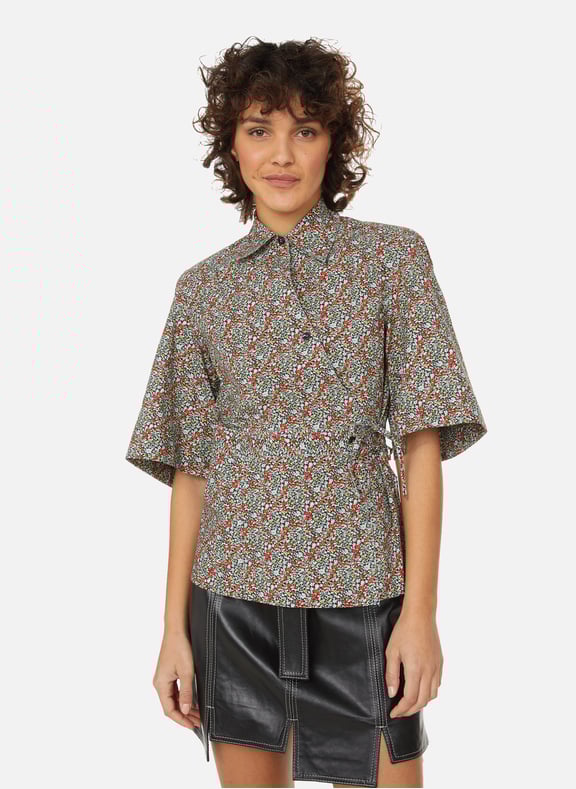 Chemise manches courtes Liberty en coton organique Bleu by GANNI GANNI Chemise manches courtes Liberty en coton organique Bleu