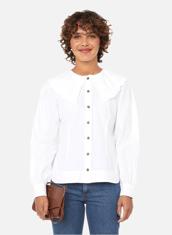 Chemisier en coton organique Blanc by GANNI GANNI Chemisier en coton organique Blanc