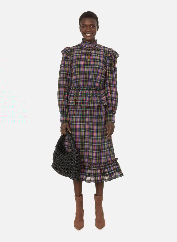 Robe midi volantée Noir by GANNI GANNI Robe midi volantée Noir