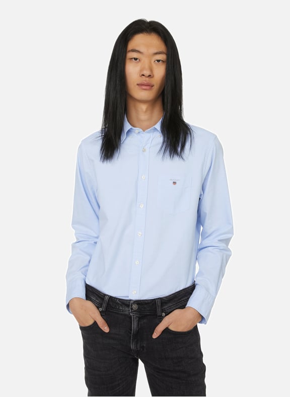 Chemise Oxford droite en coton Bleu by GANT GANT Chemise Oxford droite en coton Bleu
