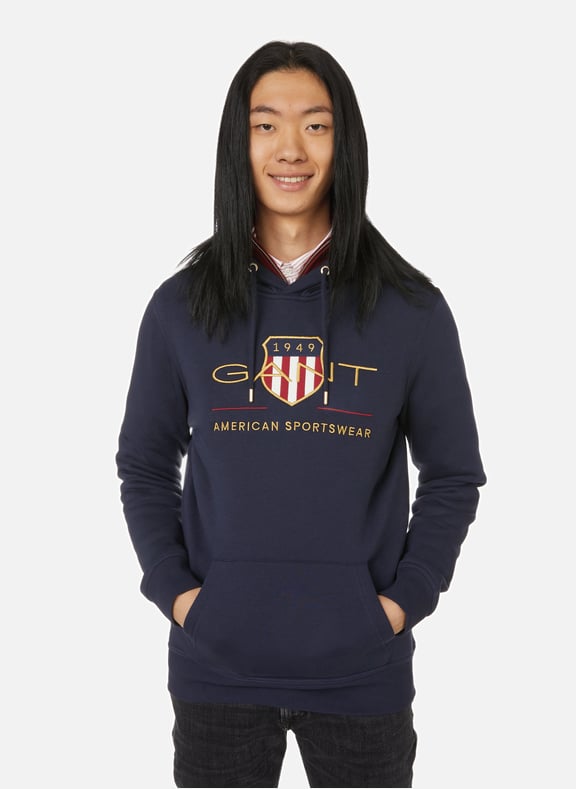 Hoodie Archive Shield en coton mélangé Bleu by GANT GANT Hoodie Archive Shield en coton mélangé Bleu