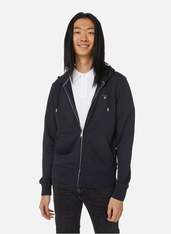 Hoodie The Original zippé en coton mélangé Bleu by GANT GANT Hoodie The Original zippé en coton mélangé Bleu