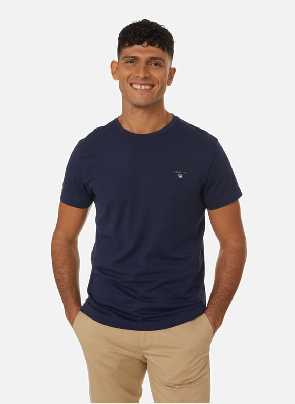 T-shirt col rond en coton Bleu by GANT GANT T-shirt col rond en coton Bleu