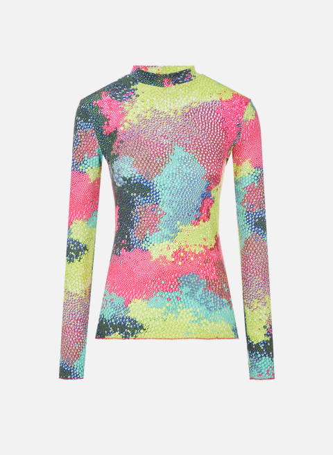 Long-sleeved printed T-shirt in recycled polyester blend MulticolorGERMANIER 