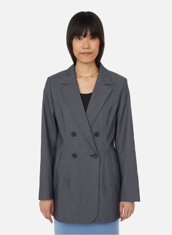 Blazer Soladagz en coton mélangé Gris by GESTUZ GESTUZ Blazer Soladagz en coton mélangé Gris