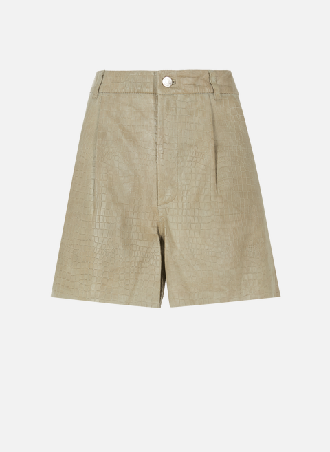 Petrali-Shorts aus Leder mit Krokodilprägung BeigeGESTUZ 