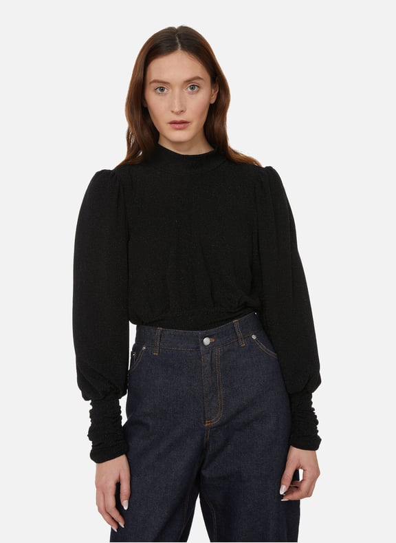 Top Meifengz avec fils métallisés Noir by GESTUZ GESTUZ Top Meifengz avec fils métallisés Noir