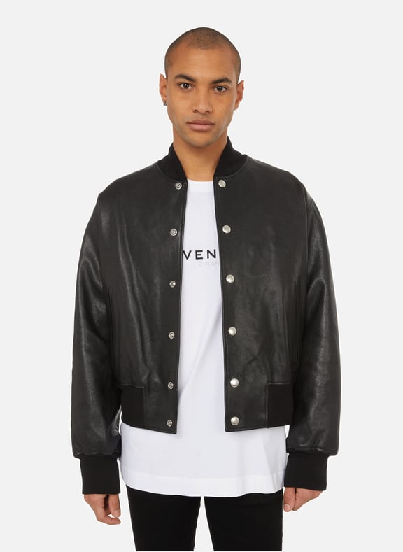 Schwarze Bomberjacke aus Leder von GIVENCHY GIVENCHY Bomberjacke aus Leder Schwarz