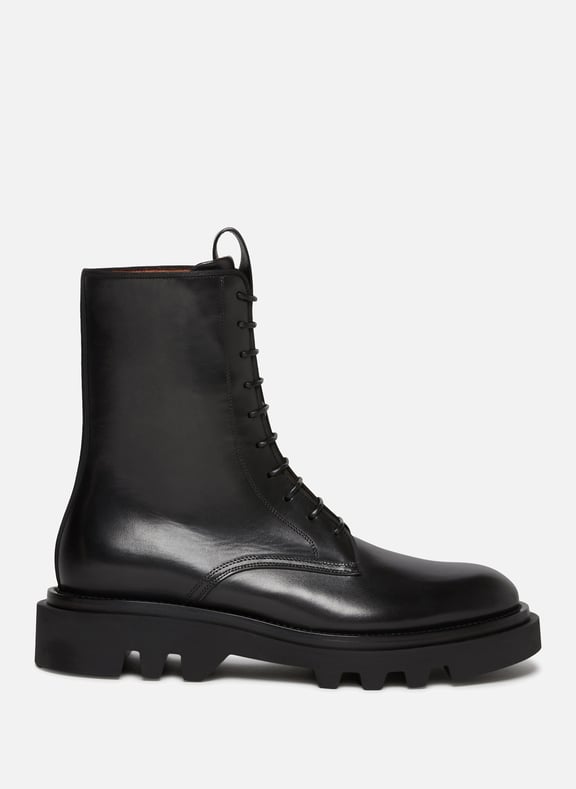 Bottines Combat en cuir Box Noir by GIVENCHY GIVENCHY Bottines Combat en cuir Box Noir