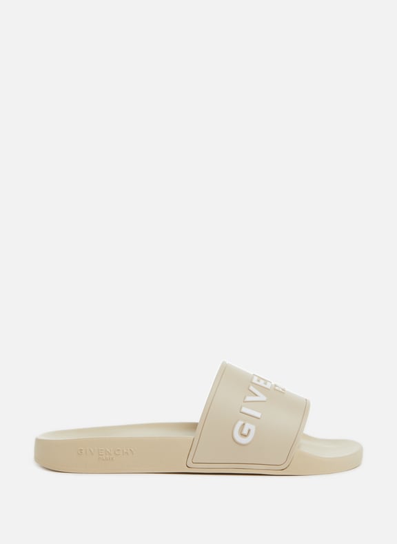 Claquettes logotypées Beige by GIVENCHY GIVENCHY Claquettes logotypées Beige