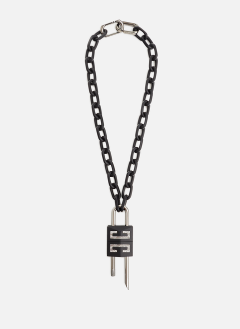 Schwarze Halskette mit Vorhängeschloss-AnhängerGIVENCHY 