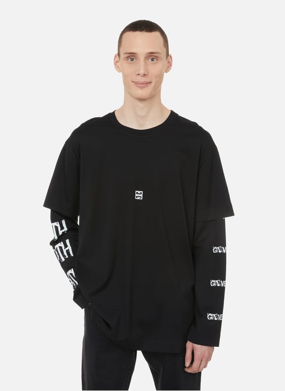 T-shirt oversize à manches longues en coton Noir by GIVENCHY GIVENCHY T-shirt oversize à manches longues en coton Noir
