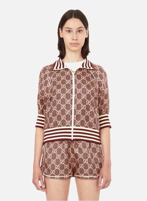 Bomber monogrammé en soie Rose by GUCCI GUCCI Bomber monogrammé en soie Rose