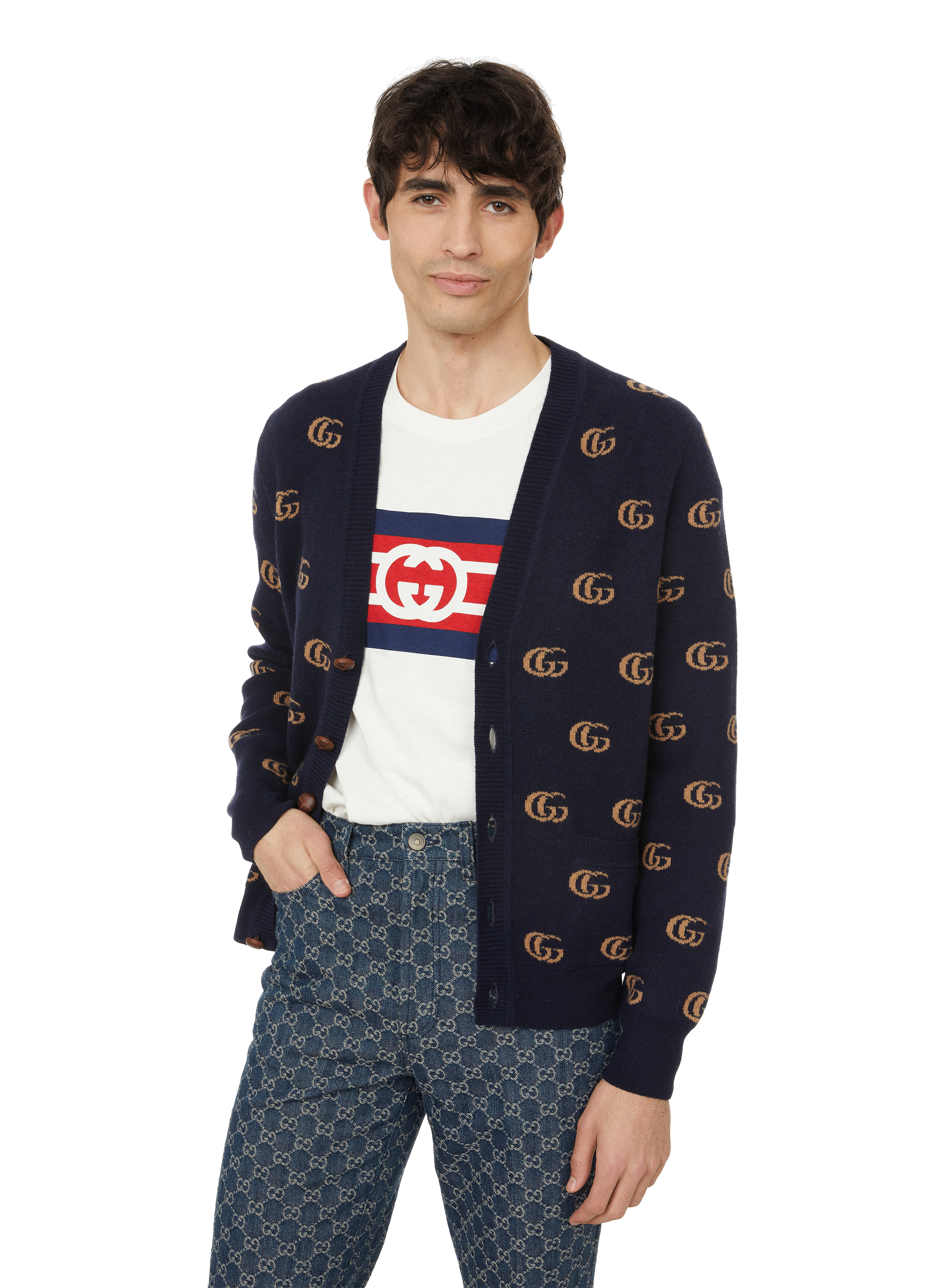 gucci gg jacquard cardigan