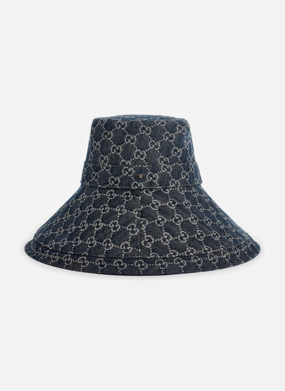 Chapeau à bord large en jean monogrammé Bleu by GUCCI GUCCI Chapeau à bord large en jean monogrammé Bleu
