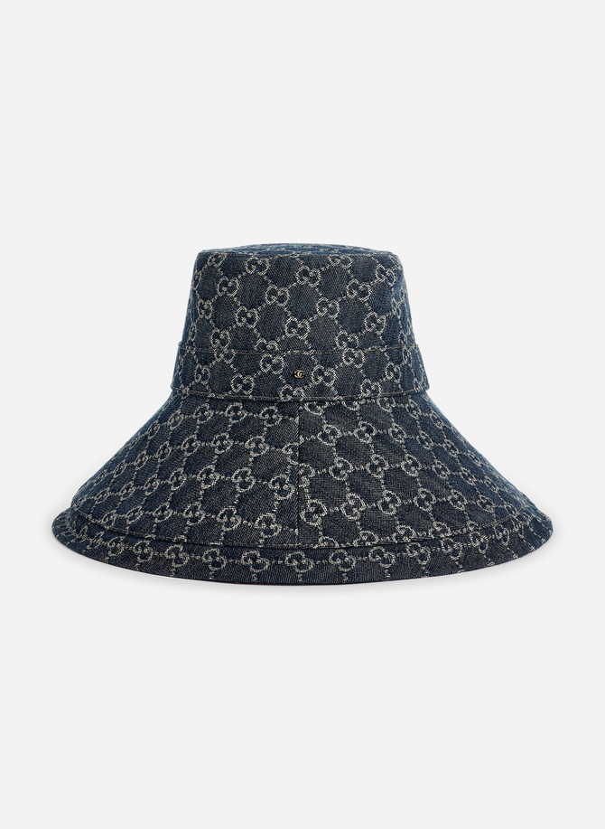 GUCCI Monogram Denim Hut mit breiter Krempe