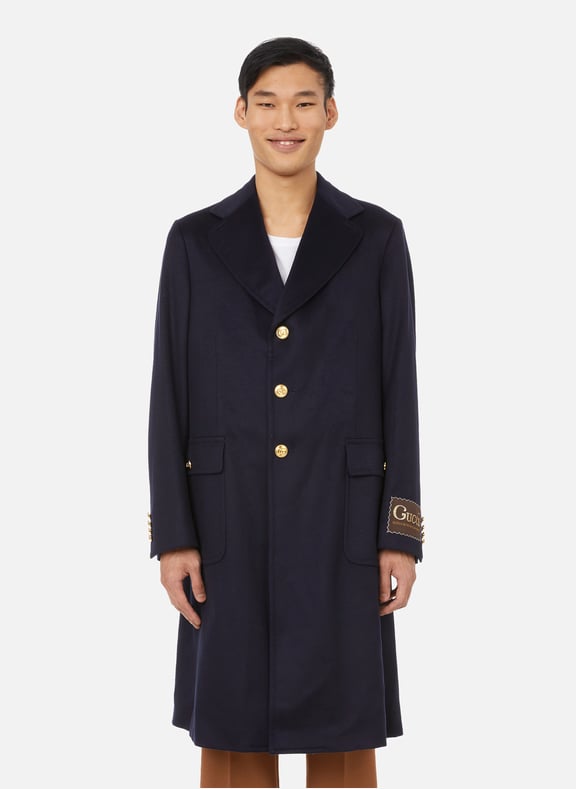 Manteau long en cachemire mélangé Noir by GUCCI GUCCI Manteau long en cachemire mélangé Noir