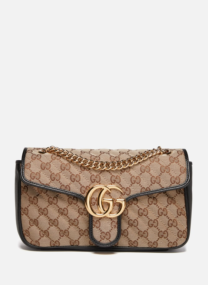 Kleine GG Marmont Tasche aus Original GG Canvas und GUCCI Leder