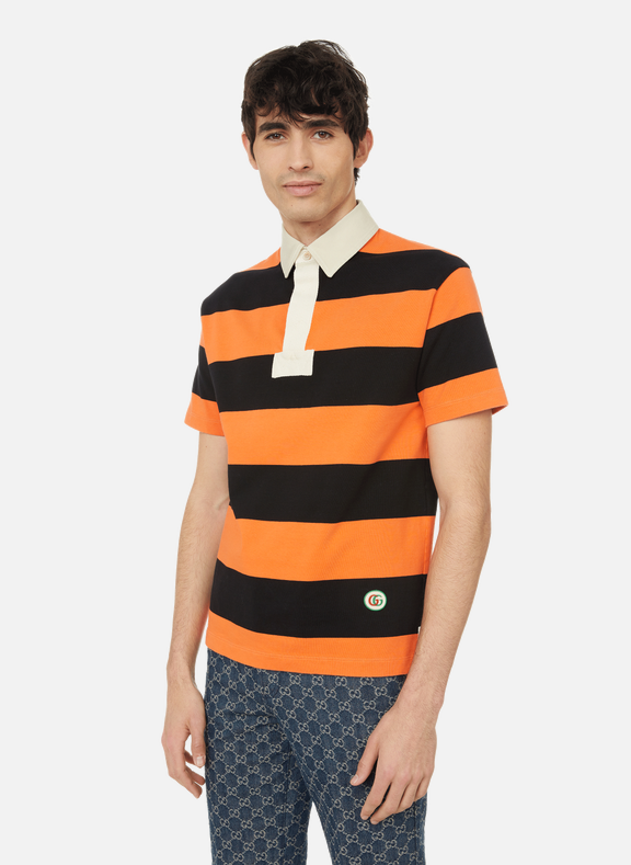 GUCCI Polo avec bandes jacquard Gucci en coton Orange
