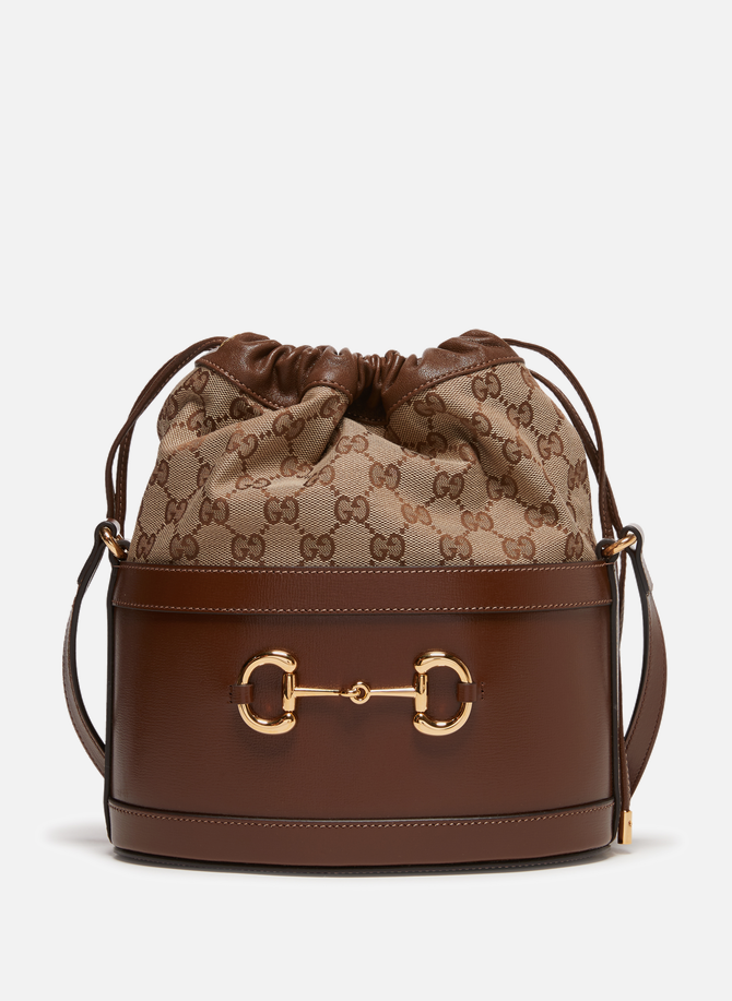 Gucci Bucket Bag mit Horsebit-Detail von 1955 aus Leder und Canvas Original GG GUCCI