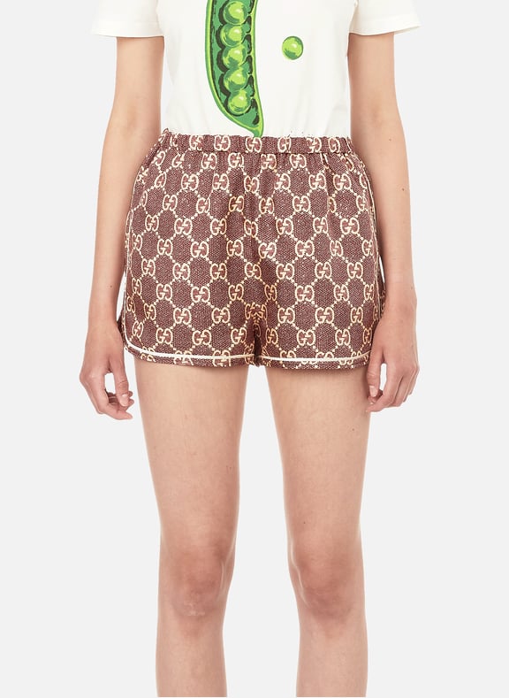 Short monogrammé en soie Rose by GUCCI GUCCI Short monogrammé en soie Rose