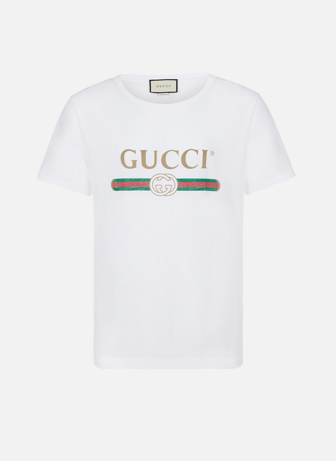 Gewaschenes, übergroßes T-Shirt mit Gucci Logo aus Baumwolle GUCCI