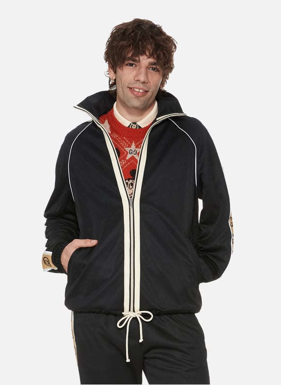 Veste oversize en toile Suprême GG Noir by GUCCI GUCCI Veste oversize en toile Suprême GG Noir